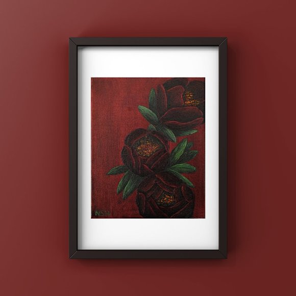 Maroon Peony Print - Picture 3 of 3